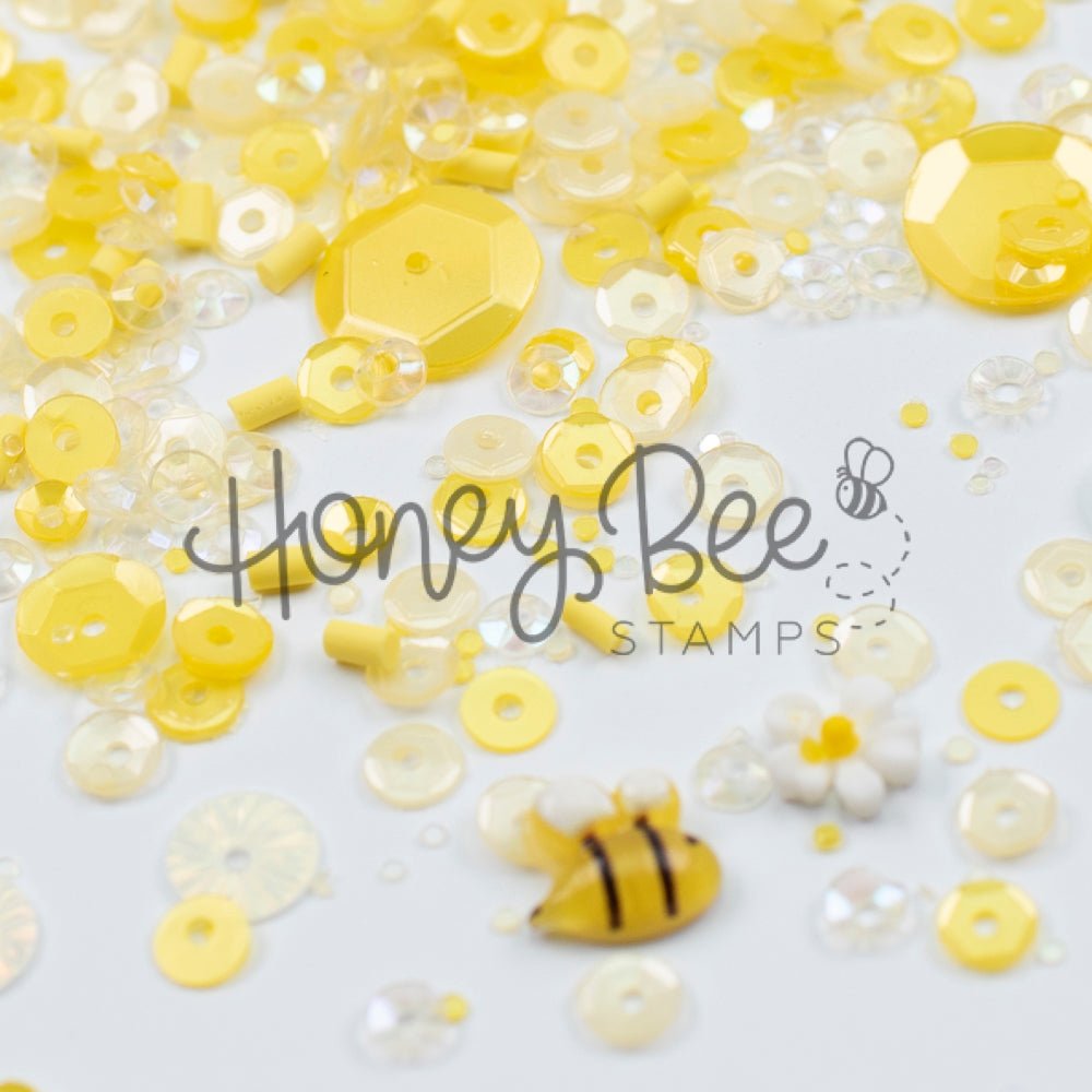 Honeycomb Glow - Sequin Mix with Special Daisy Charm and Bee Charm - Honey Bee Stamps