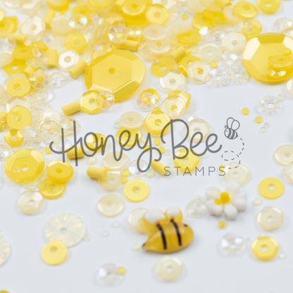 Honeycomb Glow - Sequin Mix with Special Daisy Charm and Bee Charm - Honey Bee Stamps