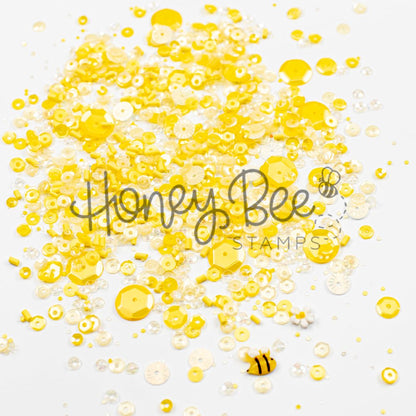 Honeycomb Glow - Sequin Mix with Special Daisy Charm and Bee Charm - Honey Bee Stamps