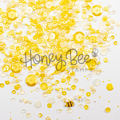 Honeycomb Glow - Sequin Mix with Special Daisy Charm and Bee Charm - Honey Bee Stamps