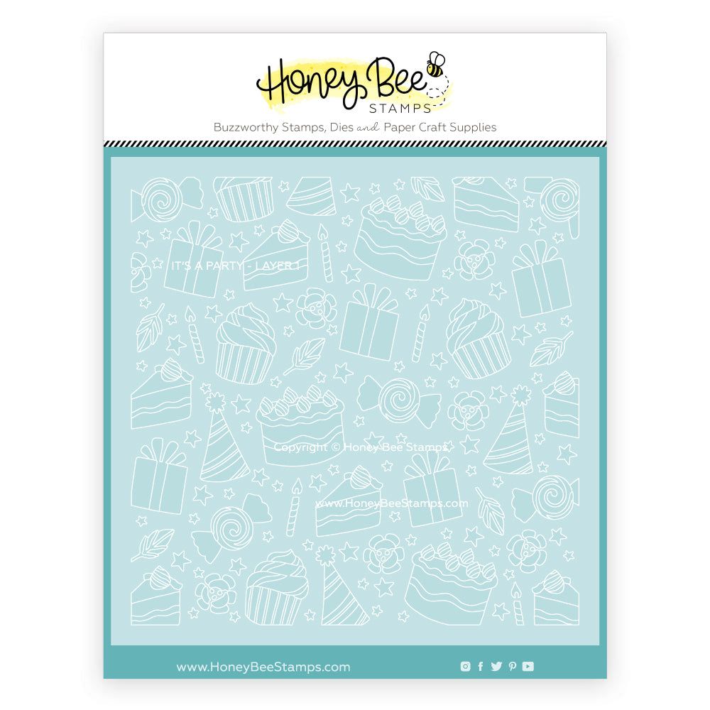 It's A Party - Set of 6 - 6"x6" Coordinating Stencils - Honey Bee Stamps