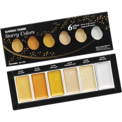 Kuretake Gansai Tambi Watercolor 6 pc Set Starry Colors - Honey Bee Stamps
