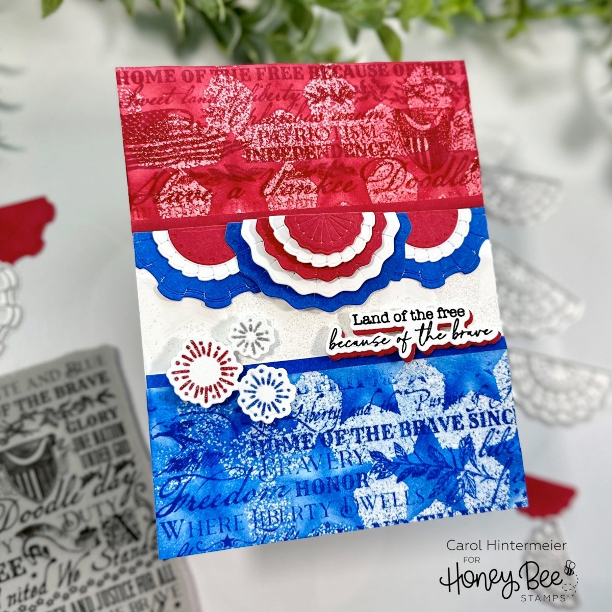 Land Of The Free - 5x6 Rubber Cling Stamp Set - Honey Bee Stamps