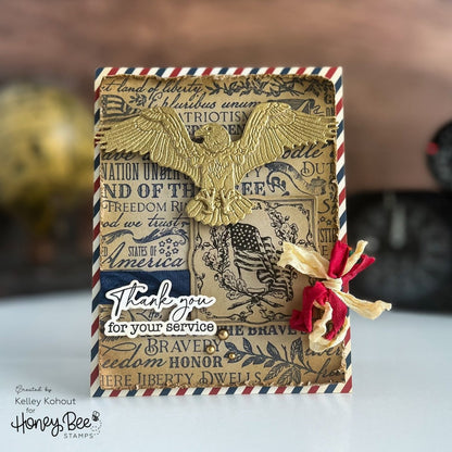 Land Of The Free - 5x6 Rubber Cling Stamp Set - Honey Bee Stamps