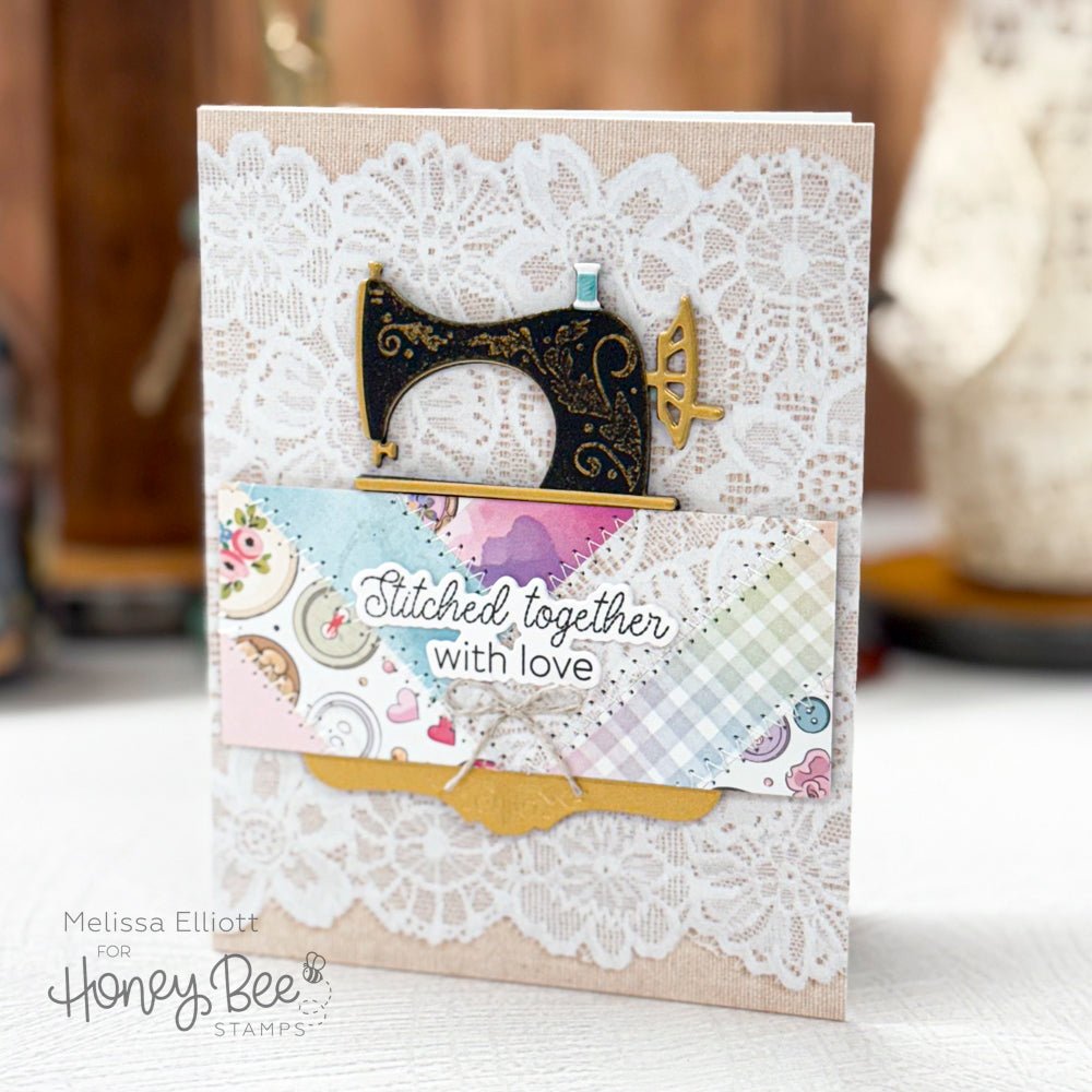 Lovely Layers: Antique Sewing Table - Honey Cuts - Stand - Alone Dies - Honey Bee Stamps