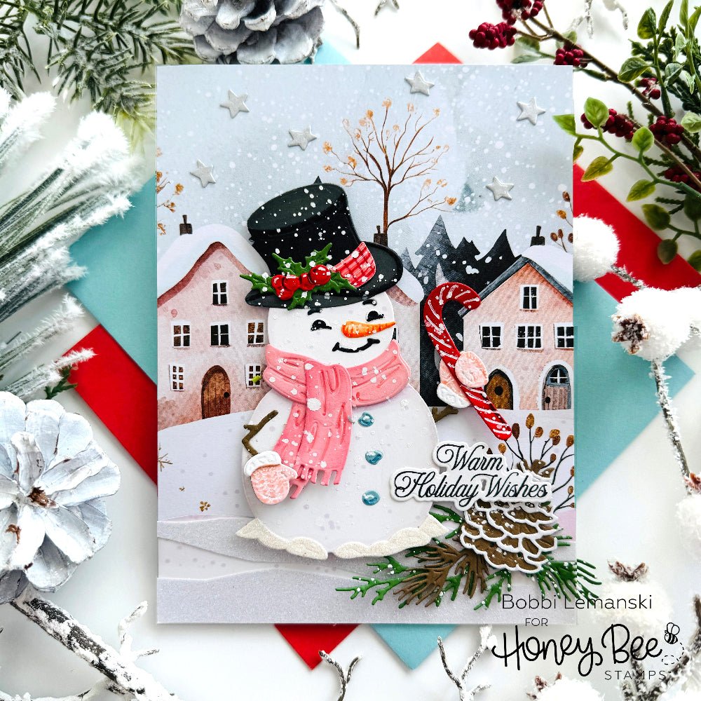 Lovely Layers: Vintage Snowman - Honey Cuts - Stand - Alone Dies - Honey Bee Stamps
