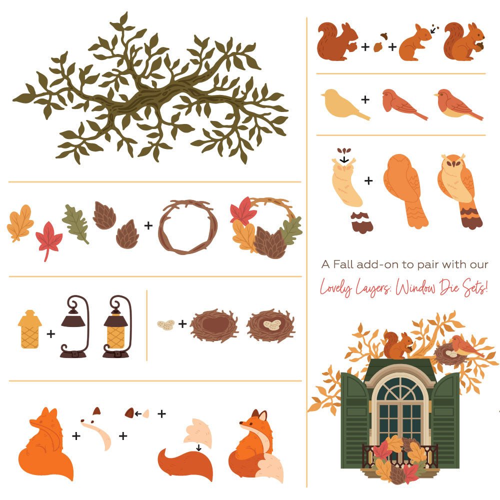Lovely Layers: Window Fall Add - On - Honey Cuts - Stand - Alone Dies - Honey Bee Stamps
