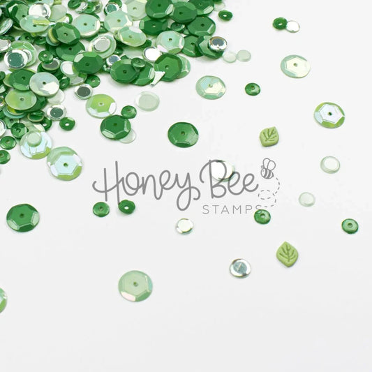 Moonlit Moss - Sequin Mix with 3D Leaf Charms - Honey Bee Stamps