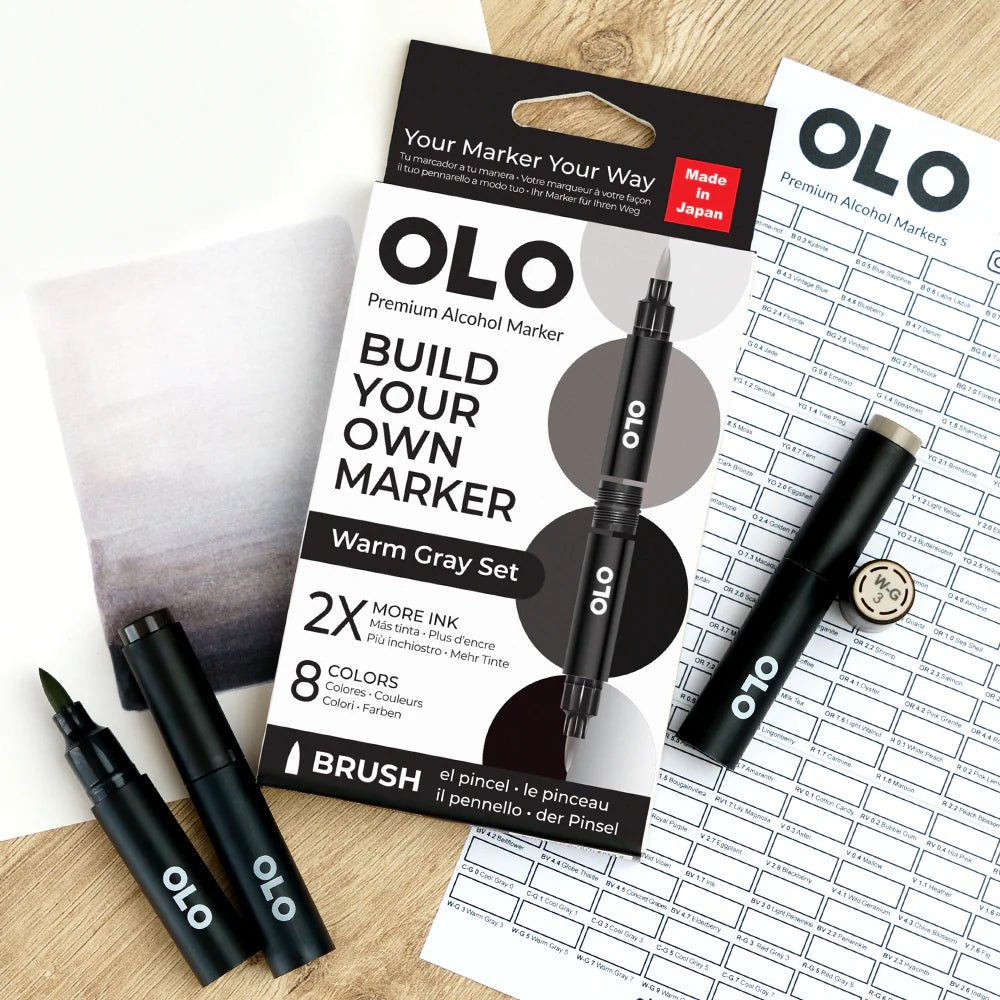OLO 8 Color Brush Warm Gray - Honey Bee Stamps
