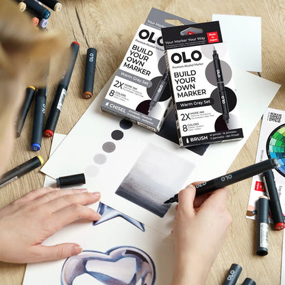 OLO 8 Color Brush Warm Gray - Honey Bee Stamps
