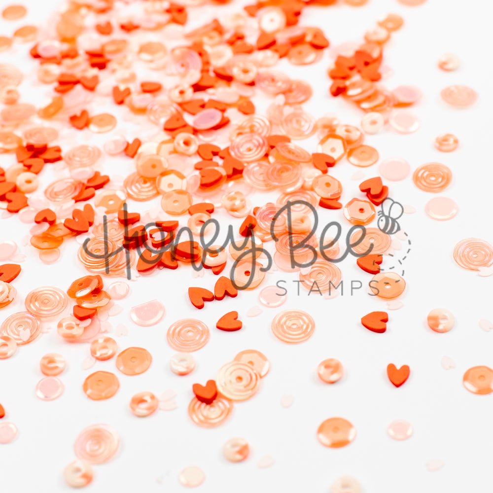 Orange Blossom - Sequin and Clay Hearts Mix - Honey Bee Stamps