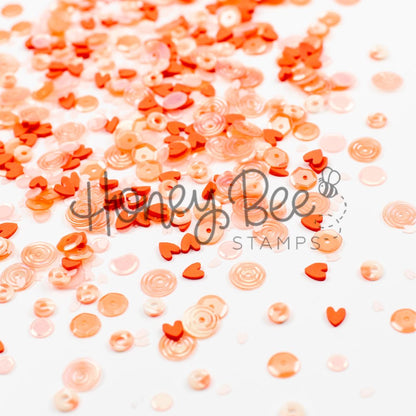 Orange Blossom - Sequin and Clay Hearts Mix - Honey Bee Stamps