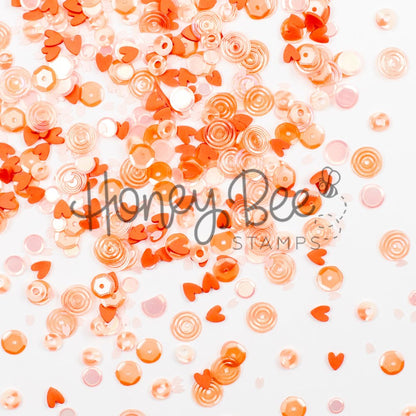 Orange Blossom - Sequin and Clay Hearts Mix - Honey Bee Stamps
