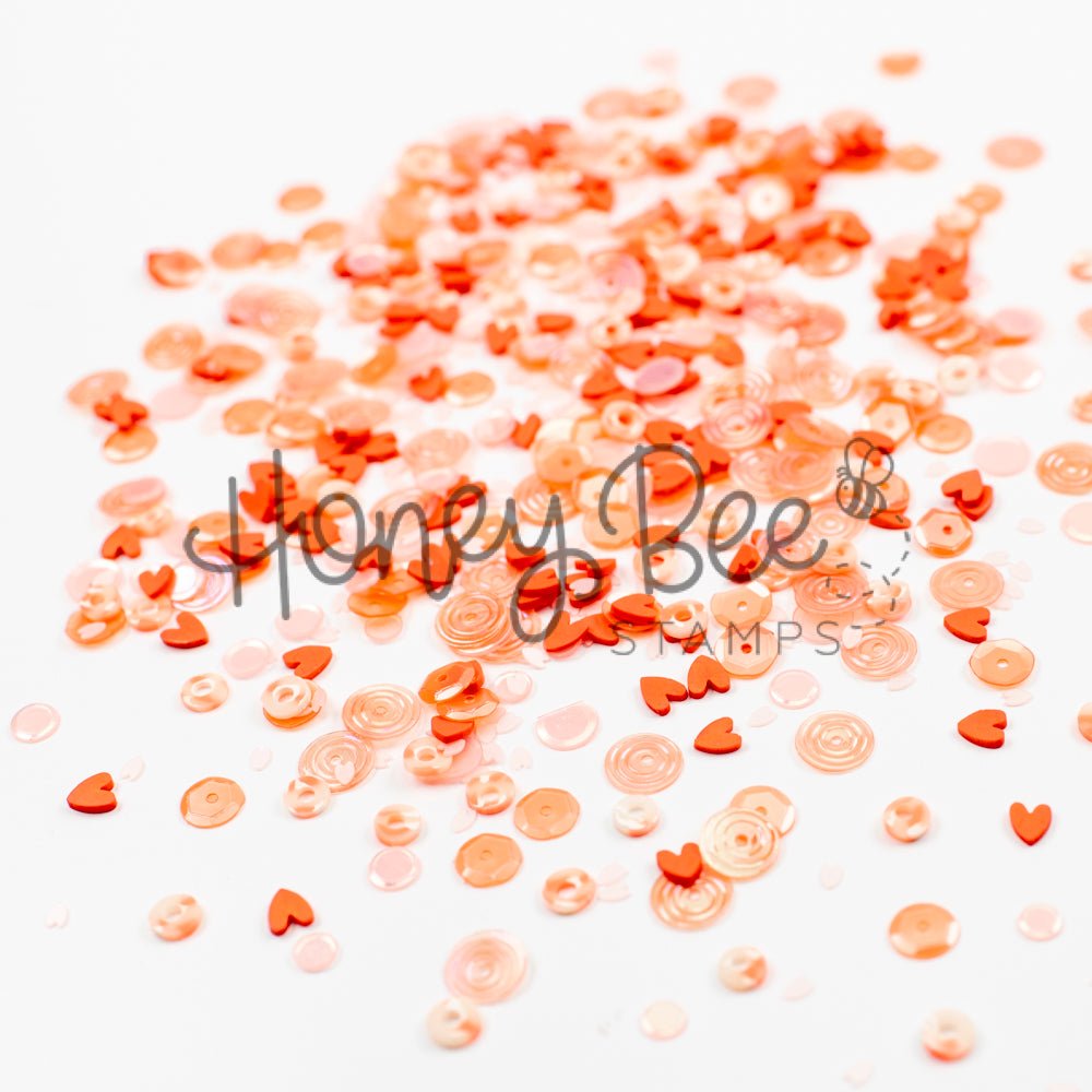 Orange Blossom - Sequin and Clay Hearts Mix - Honey Bee Stamps