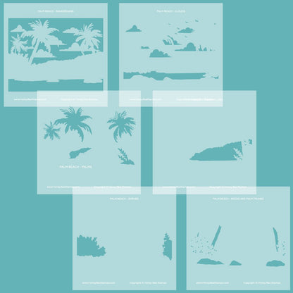 Palm Beach - Set of 6 - 6"x6" Coordinating Stencils - Honey Bee Stamps