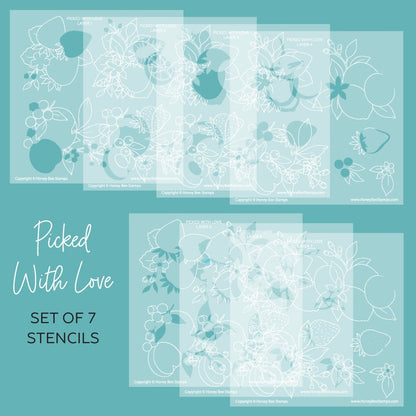 Picked With Love - 6"x6" Stencil Set of 7 Coordinating Stencils - Honey Bee Stamps