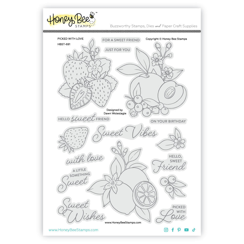 Picked With Love - 6x8 Photopolymer Stamp Set - Honey Bee Stamps