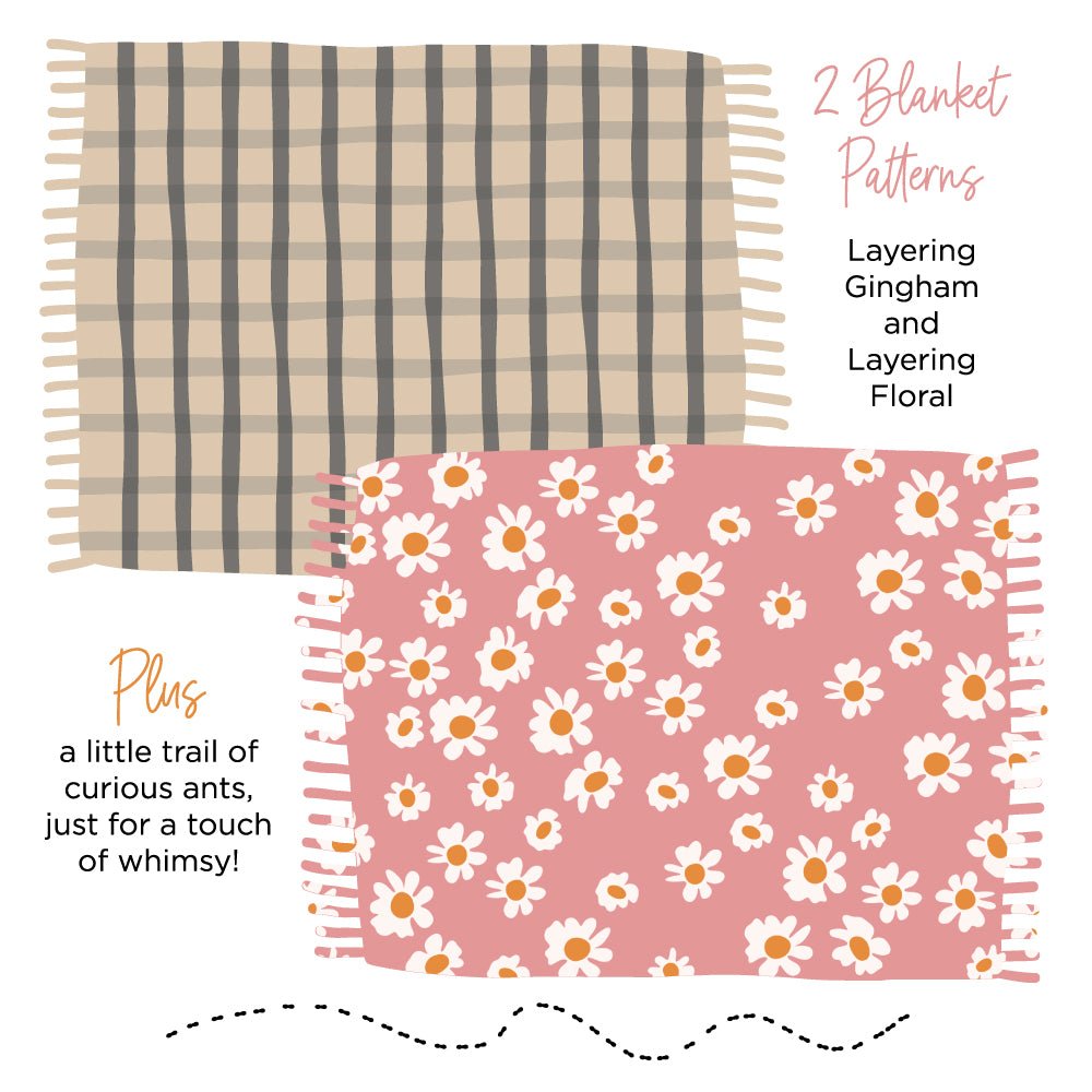 Picnic Blanket Builder - 6"x6" Stencil Set of 2 Coordinating Stencils - Honey Bee Stamps