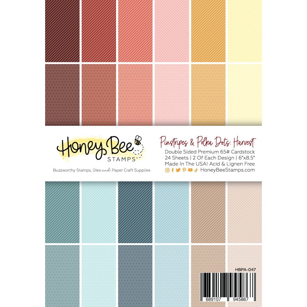 Pinstripes & Polka Dots: Harvest 6x8.5 - 24 Double - Sided Sheets - Honey Bee Stamps