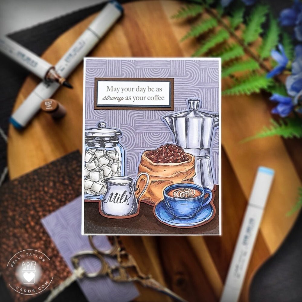 Rise And Grind - 6x8 Rubber Cling Stamp Set RETIRING - Honey Bee Stamps