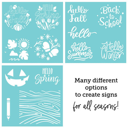 Seasonal Signs - Set of 3 - 6"x6" Coordinating Stencils - Honey Bee Stamps
