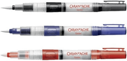 Set of 3 Pro Water Brushes, Caran d'Ache Museum Aquarelle Waterbrush - Honey Bee Stamps