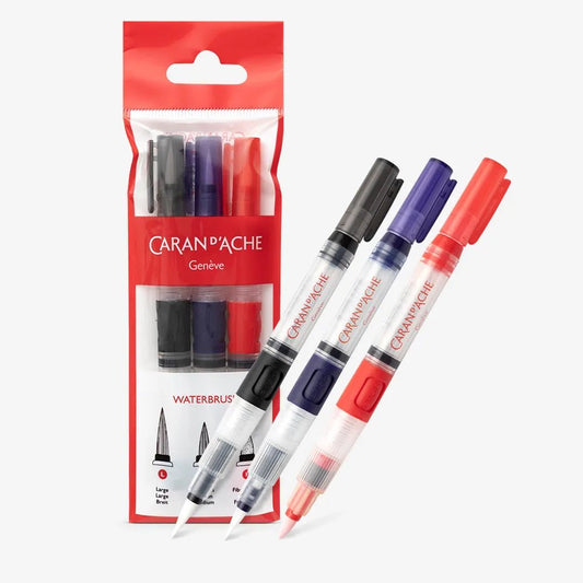 Set of 3 Pro Water Brushes, Caran d'Ache Museum Aquarelle Waterbrush - Honey Bee Stamps