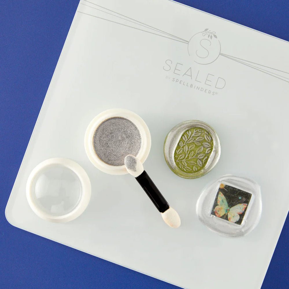 Silver Bullion Wax Seal Powder - Clear Seal Maker Tool Collection by Spellbinders - Honey Bee Stamps