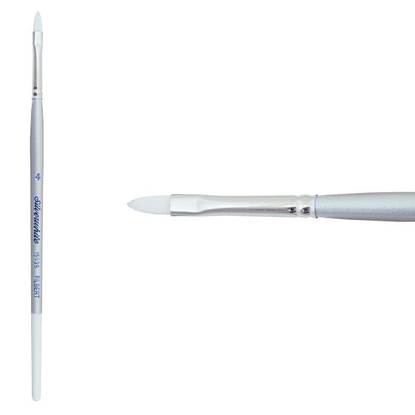 Silverwhite® Short Handle Foundation Watercolor Filbert Brush Size 4 - Honey Bee Stamps