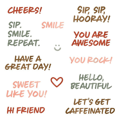 Sip. Smile. Repeat. - 4x 4 Photopolymer Stamp Set - Honey Bee Stamps