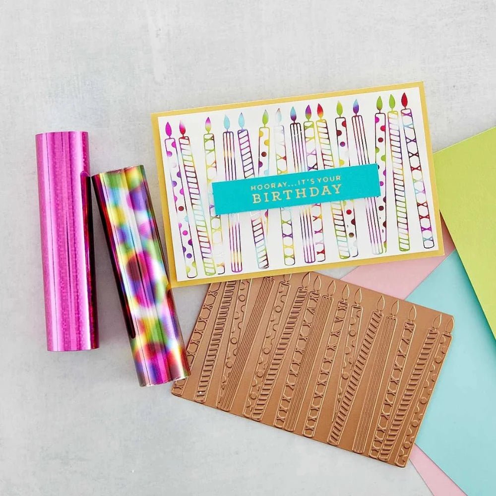 Spellbinders Glimmer Hot Foil - Rainbow Confetti Birthday - Honey Bee Stamps