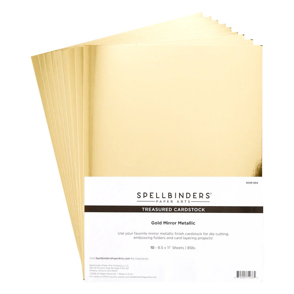 Spellbinders Gold Mirror Metallic Treasured Cardstock 8-1/2" x 11" - 10 Pack - Honey Bee Stamps