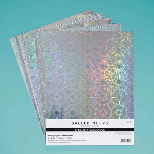 Spellbinders Holographic Assortment Specialty Cardstock 8 - 1/2" x 11" - 5 Pack - Honey Bee Stamps