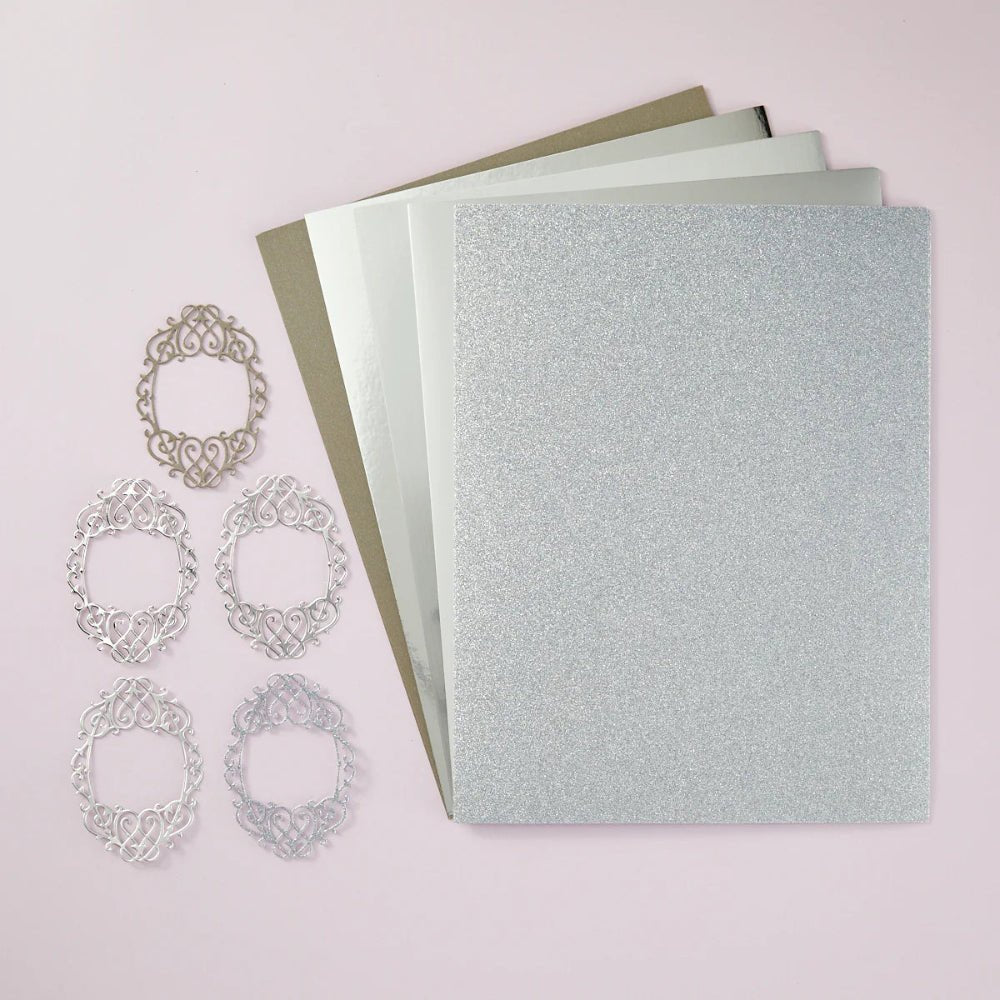 Spellbinders Silver Assortment Treasured Cardstock 8 1/2" X 11 - 15 Pack - Honey Bee Stamps