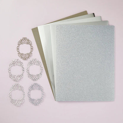 Spellbinders Silver Assortment Treasured Cardstock 8 1/2" X 11 - 15 Pack - Honey Bee Stamps