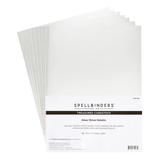 Spellbinders Silver Mirror Metallic Treasured Cardstock 8-1/2" x 11" - 10 Pack - Honey Bee Stamps