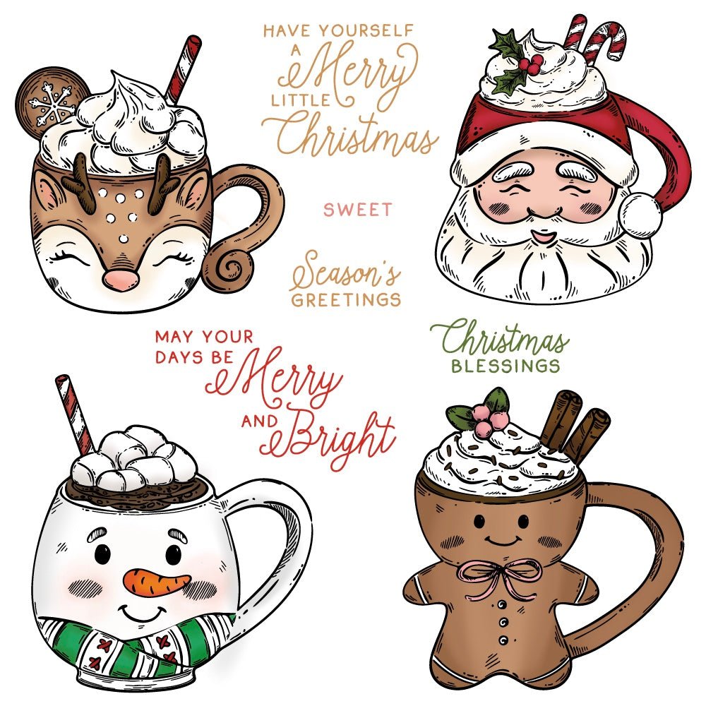 Sweet Season Mugs - 6"x 8" Rubber Cling Stamp Set - Honey Bee Stamps