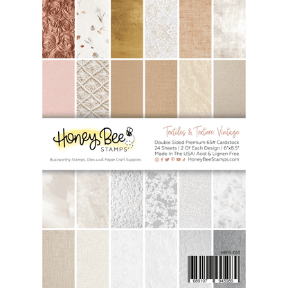 Textiles & Texture: Vintage Paper Pad 6x8.5 - 24 Double - Sided Sheets - Honey Bee Stamps