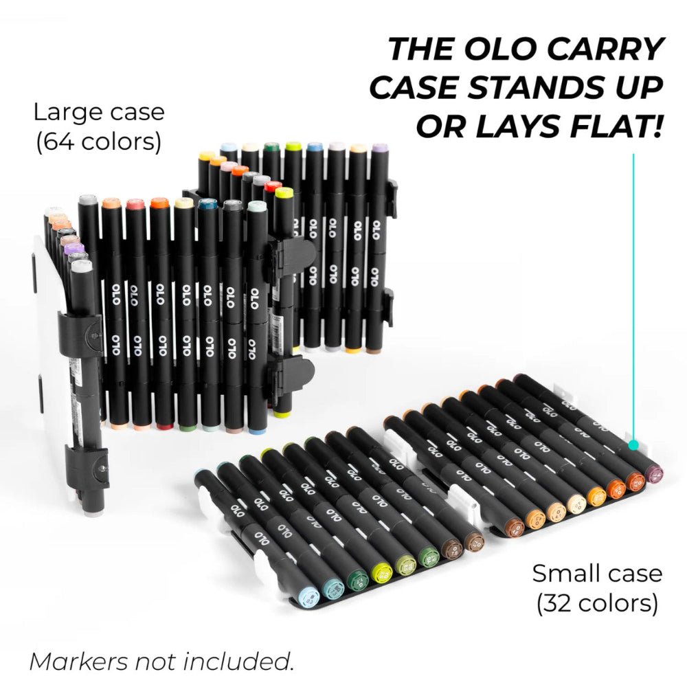 The OLO Small Carrying Case Holds 32 Markers - Black Panels with White Hinges - Honey Bee Stamps