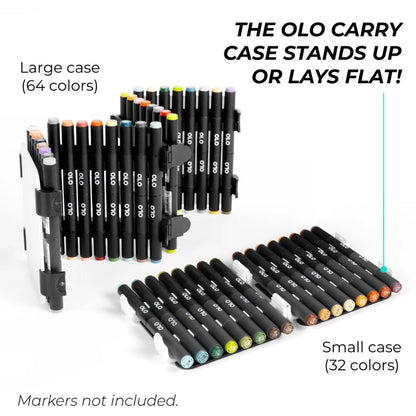The OLO Small Carrying Case Holds 32 Markers - Black Panels with White Hinges - Honey Bee Stamps