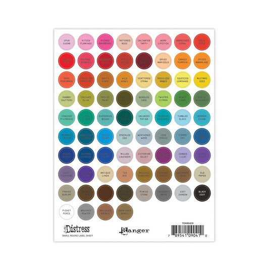 Tim Holtz Distress Small 1/2" Round Label Sheets - Color Name Stickers with Black Text - Honey Bee Stamps