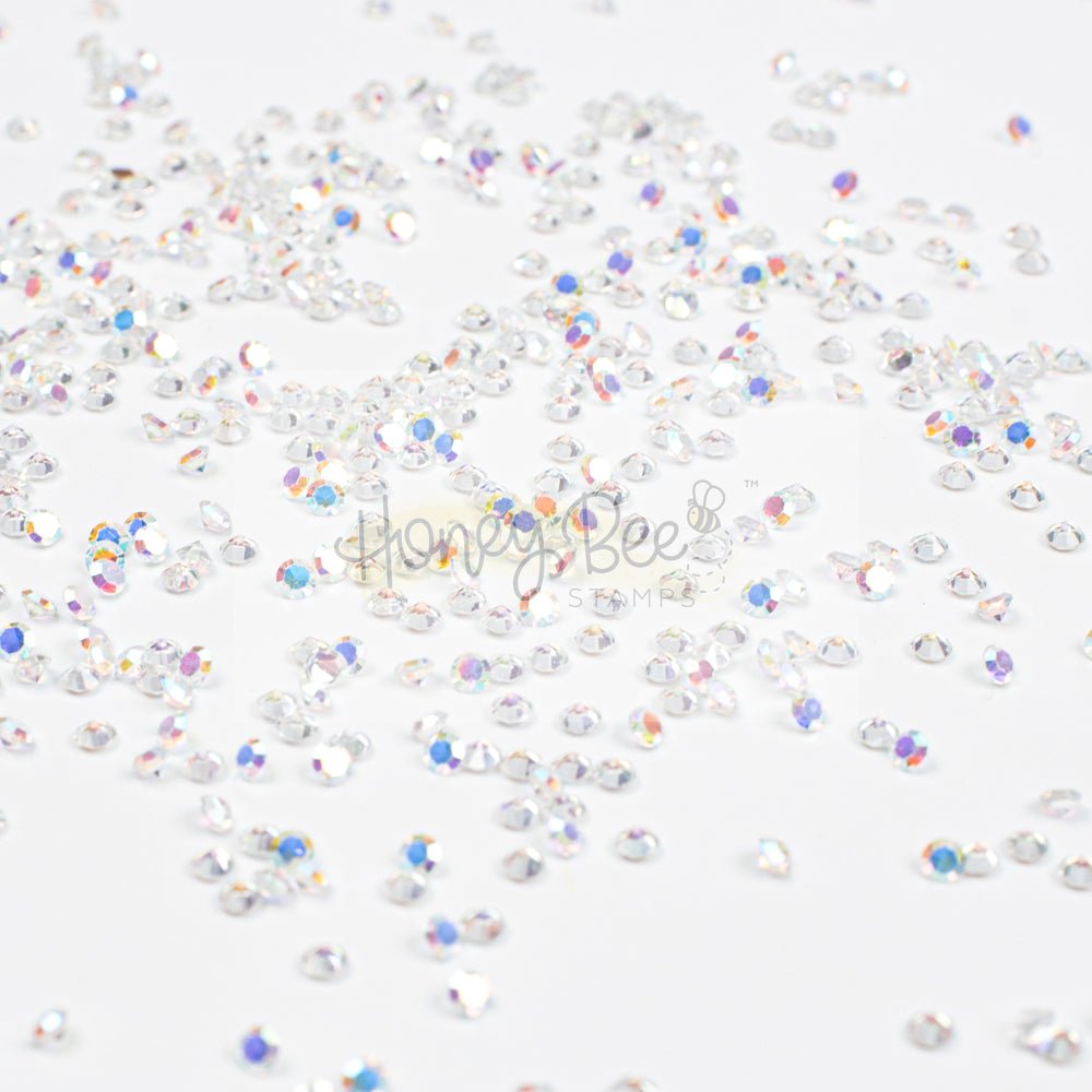 Tiny Diamonds - 2.3mm Crystal AB Rhinestones In Beautiful Faceted Jar - Honey Bee Stamps