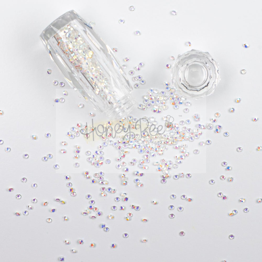 Tiny Diamonds - 2.3mm Crystal AB Rhinestones In Beautiful Faceted Jar - Honey Bee Stamps