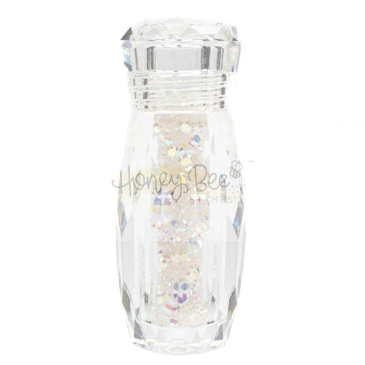 Honey Bee Stamps 2.3mm Crystal AB rhinestones in a clear faceted jar