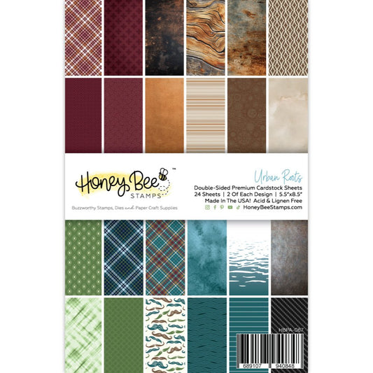 Urban Roots Paper Pack - 5.5"x8.5" - 24 Double - Sided Sheets - Includes Paper Organizer! - Honey Bee Stamps