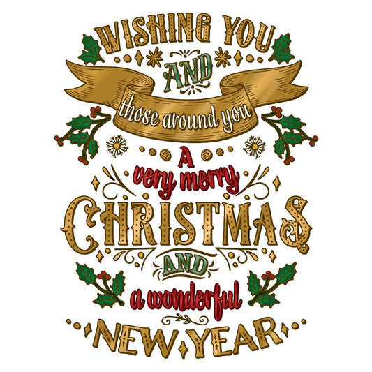 Very Merry Christmas - 5x6 Rubber Cling Background Stamp - Honey Bee Stamps