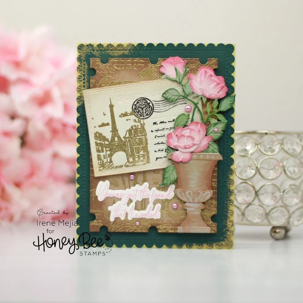 Vintage Flora - 5x6 Rubber Cling Background Stamp - Honey Bee Stamps