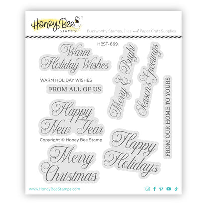 Warm Holiday Wishes - 4"x 4" Stamp Set - Honey Bee Stamps