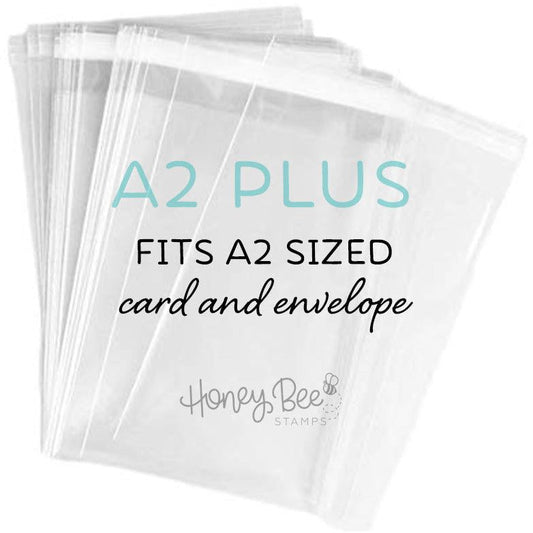 Stack of Honey Bee Stamps crystal clear cello bags for A2 sized cards and envelopes.