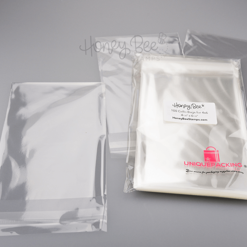 4"x6" Crystal Clear Cello Bags 100 Pk For Cards, Projects and Treats 4 1/4" x 6 1/8" - Honey Bee Stamps